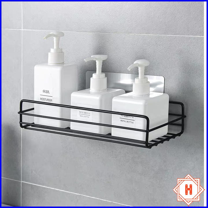Kệ sắt chữ nhật đa năng để đồ nhà tắm, phòng bếp dán tường siêu chắc không khoan đục H | BigBuy360 - bigbuy360.vn