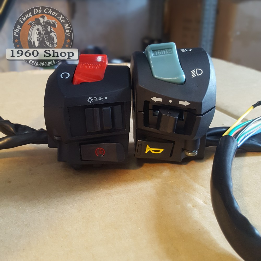 Bộ cùm công tắc Passing, đá pha, nháy pha phù hợp độ Cafe Racer Tracker Win CD 67 Dream CUB và các loại xe máy