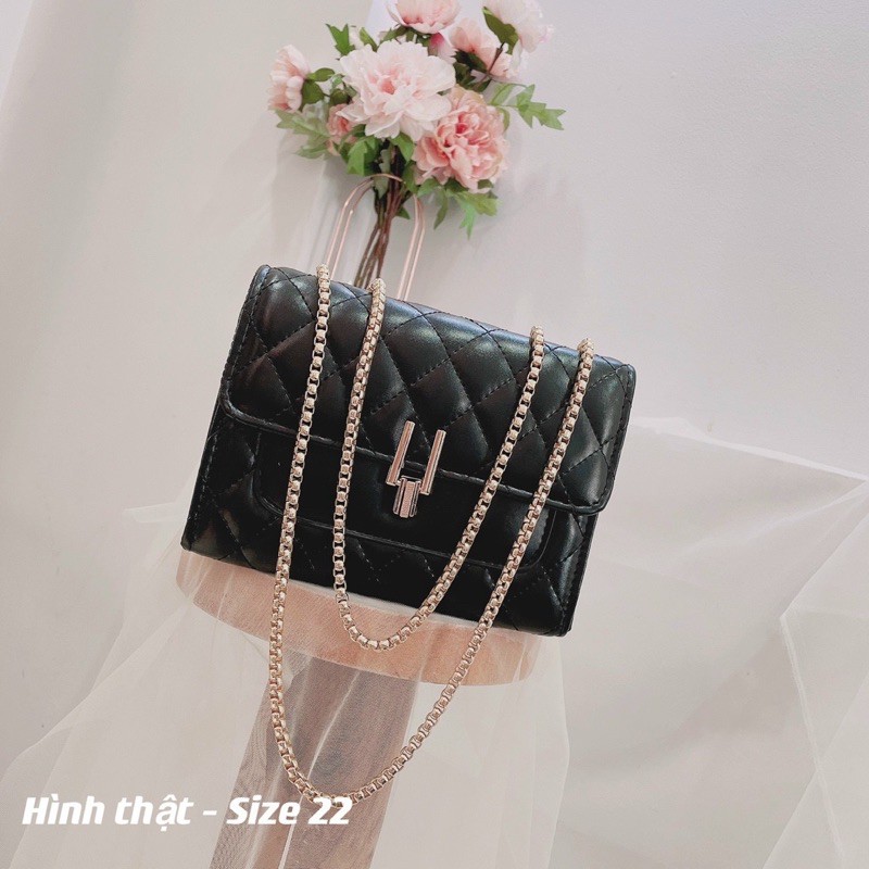 SALE tháng 5 Túi đeo chéo nữ thời trang, túi đeo chéo thêu ô khóa chử Y