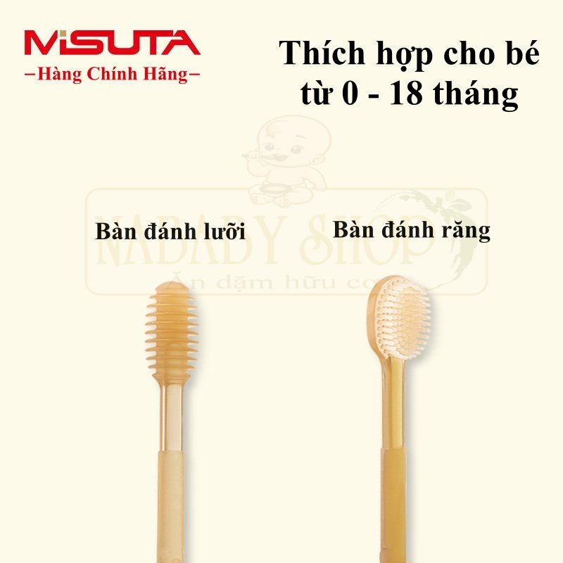 [Chính hãng Misuta] Set Bàn Chải Rơ Lưỡi Silicon siêu mềm chống tưa, nấm lưỡi cho bé 0 - 2 tuổi