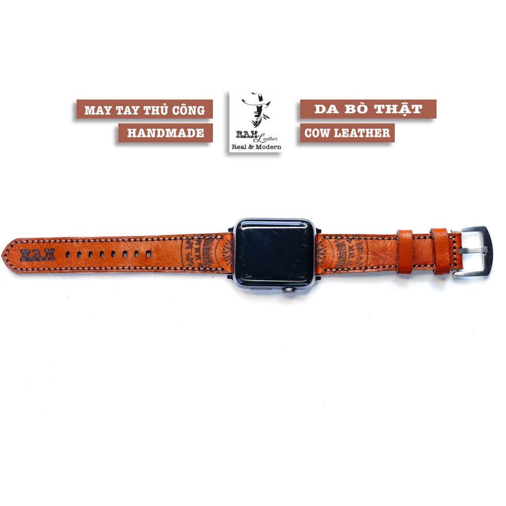 Dây đồng hồ da bò vegtan Italia vachetta Trống Đồng Việt Nam RAM Leather - tặng khóa chốt và cây thay dây