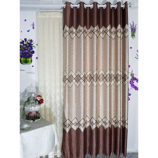 Rèm Cửa Đi may sẵn - 190x270cm Hoàng Yên - ít bám bụi giảm nhiệt, màu XÁM -  Khoen Lỗ R3-02