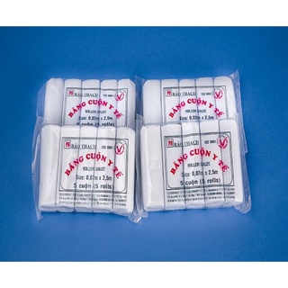 [0.07m x2m] Túi 05 cuộn - Băng Cuộn Y Tế Size 0.07x2m Bảo Thạch bông băng gạc cuộn y tế 0.07m x 2m bảo thạch