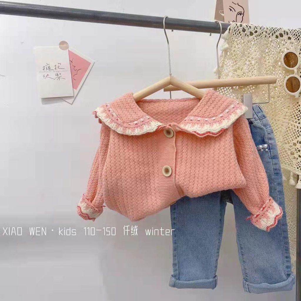Áo len cadigan xinh cho bé gái size 110-150-mã AG408