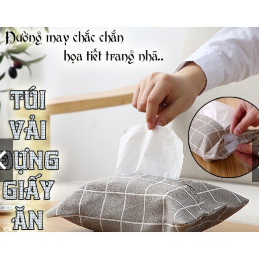 Túi vải đựng giấy ăn họa tiết dễ thương
