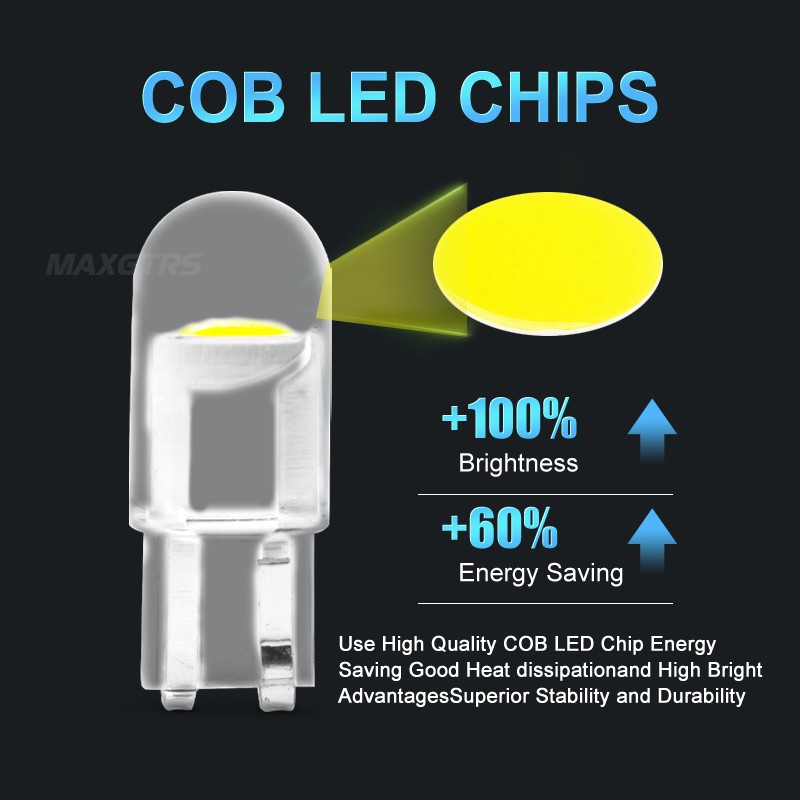 Bóng Đèn Led MAXGTRS Cob T10 194 W5W 168 Dc 12v Siêu Sáng Cho Xe Hơi