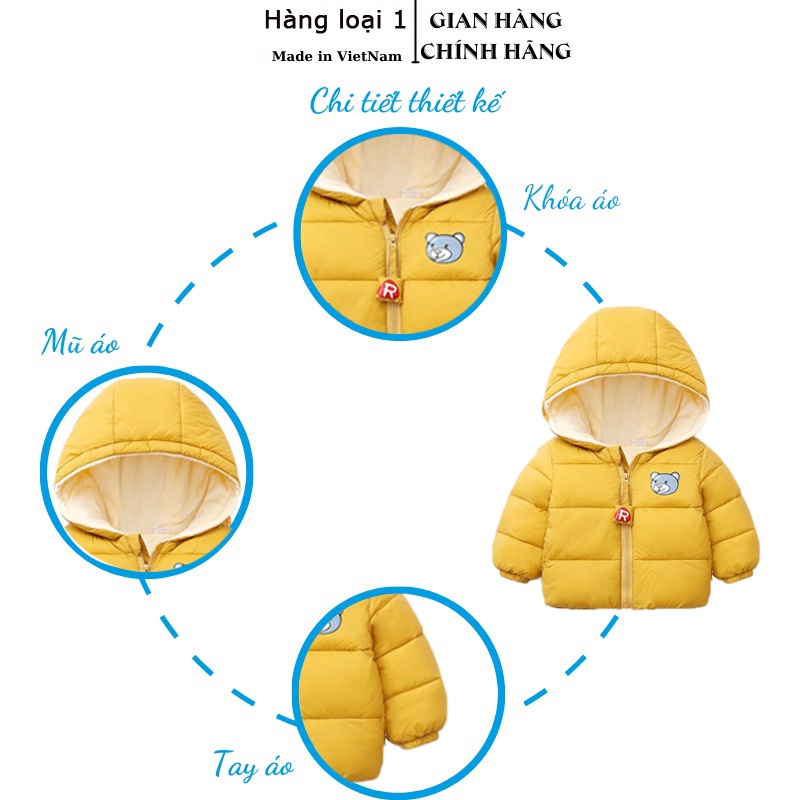Áo khoác trẻ em lót lông 5 lớp siêu ấm cho bé trai và gái 8-20kg