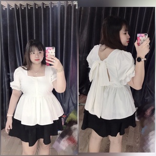 Áo hoa Bigsize cột nơ sau lưng bánh bèo xinh