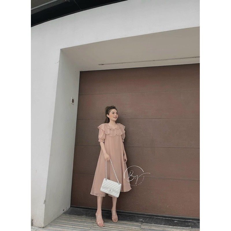 váy tơ óng 2 lớp cổ bèo | BigBuy360 - bigbuy360.vn