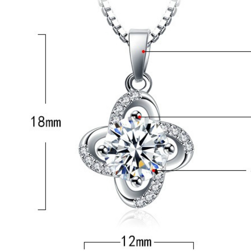 925 Silver Clover Necklace Korean Style Gemstones For Women
