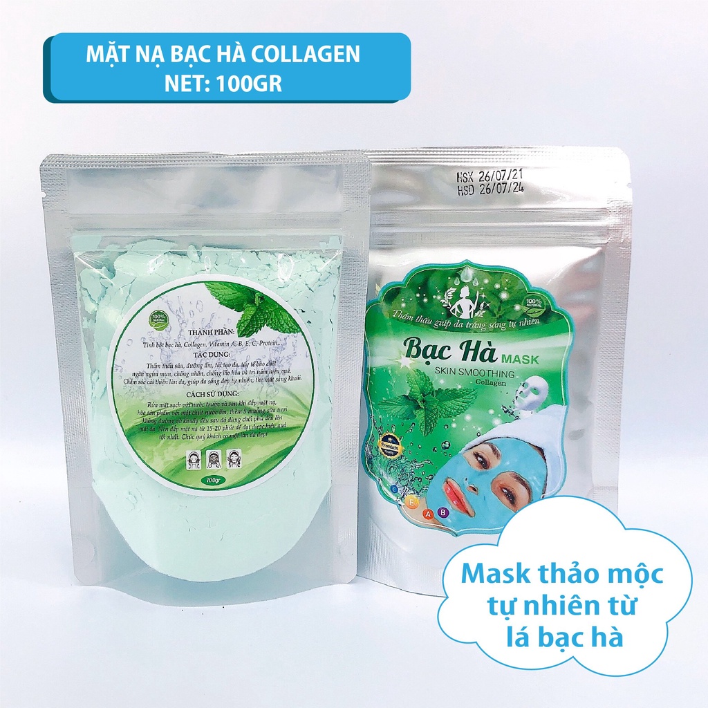 Mặt nạ mask bạc hà giúp trắng da, loại bỏ sắc tố, chống lão hóa, loại bỏ nếp nhăn