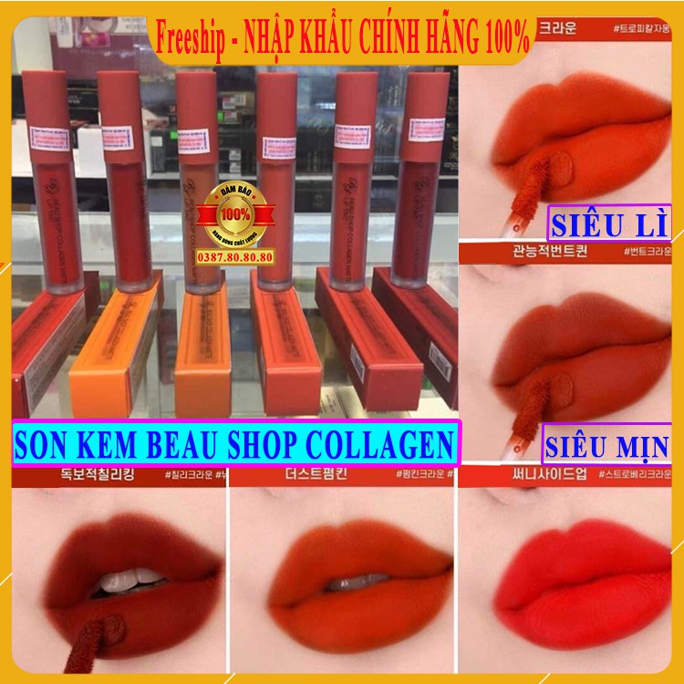 [ BÁN LỖ XIN ĐÁNH GIÁ - Freeship ] Son kem siêu lì, siêu mịn, siêu đẹp/ Son kem beau shop collagen matte liptint