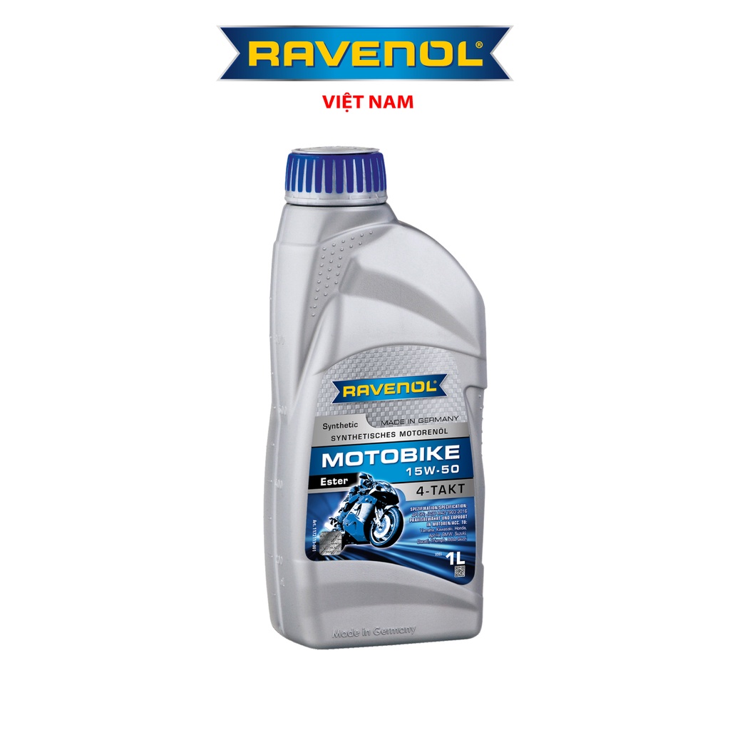 Nhớt xe máy bán tổng hợp RAVENOL Motobike 4-T Ester 15W-50