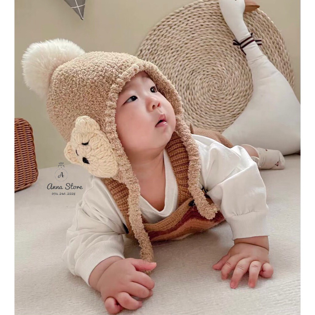 MUP 69 : Mũ len có dây siêu yêu cho bé