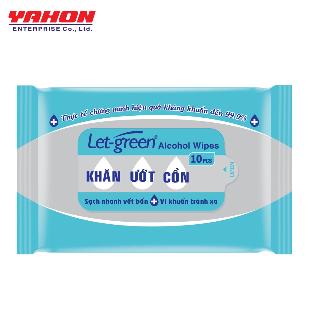 Combo 24 gói Khăn ướt cồn Let-Green 10 Miếng/Gói