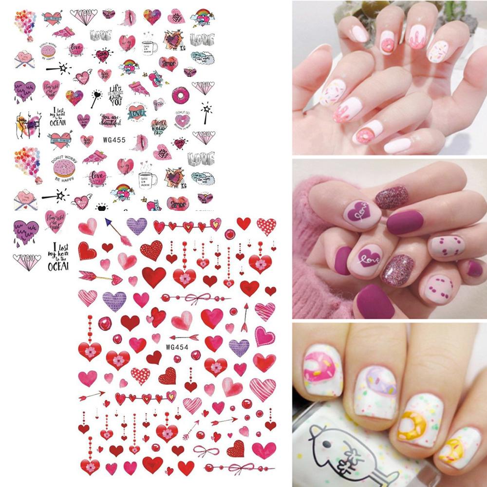 Miếng Dán Móng Tay Hình Trái Tim Gấu Graffiti Trái Tim Tình Yêu Ngày Valentines