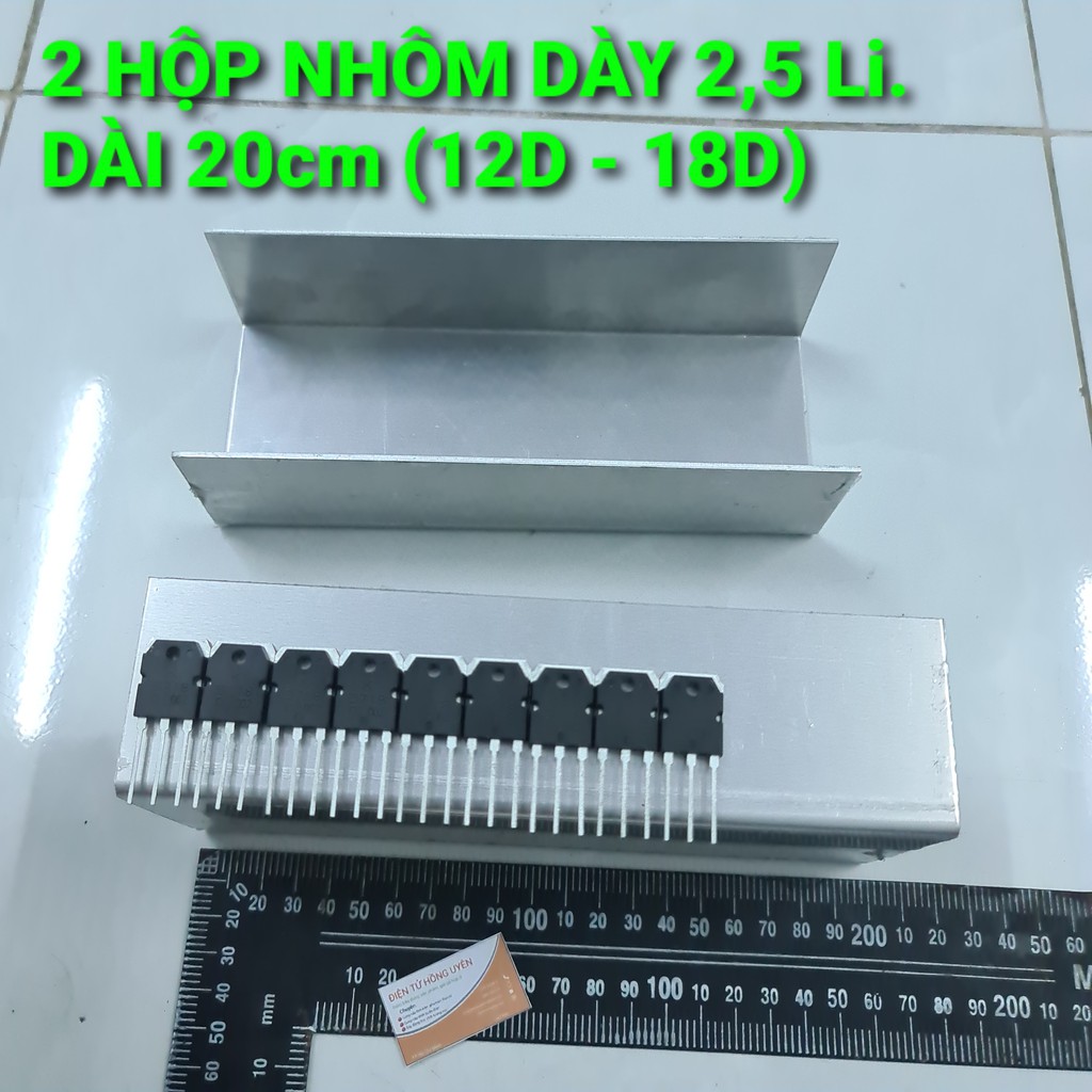 HỘP NHÔM LÀM MÁY CƠ 12D - 18D718 (2 hộp). NHÔM DÀY 2,5 Li DÀI 20cm. Nhôm hộp hình chữ U làm máy 2 vế c chung