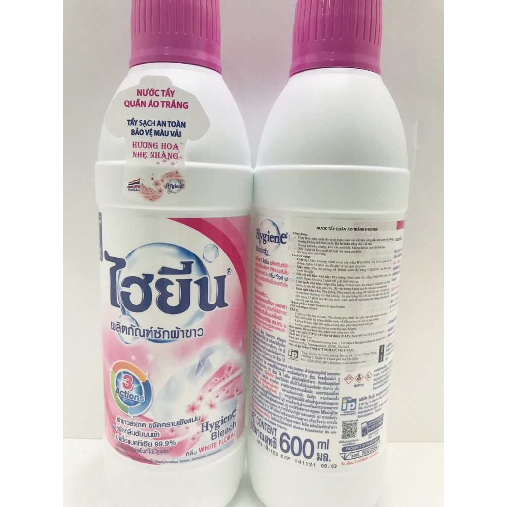 Chính hãng - Có tem phụ- Nước tẩy quần áo trắng/màu HYGIENE 500ml/600ml Thái Lan