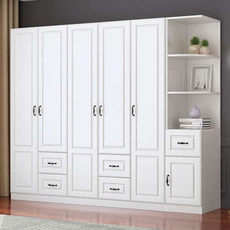 Tủ quần áo phong cách Châu Âu phòng ngủ gia đình lắp ráp đơn giản gỗ chắc chắn đựng đồ hiện đại đa chức năng trẻ e