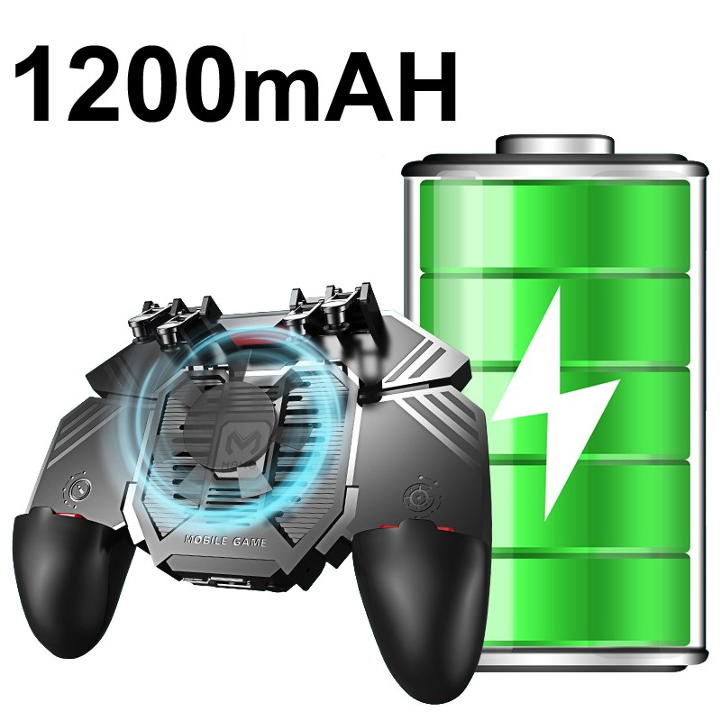 Điều khiển tay cầm chơi game MEMO quạt 6 ngón tối ưu PUBG/FF/ROS AK77 tích hợp sạc dự phòng 1200mAH