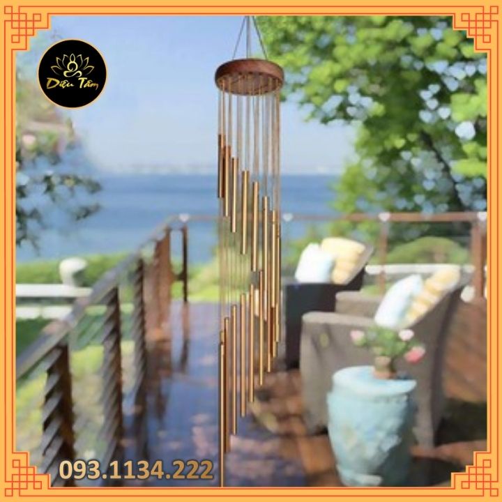 Chuông Gió 12, 18 Ống Hợp Kim Nhôm Và Gỗ Dùng Trang Trí Ban Công