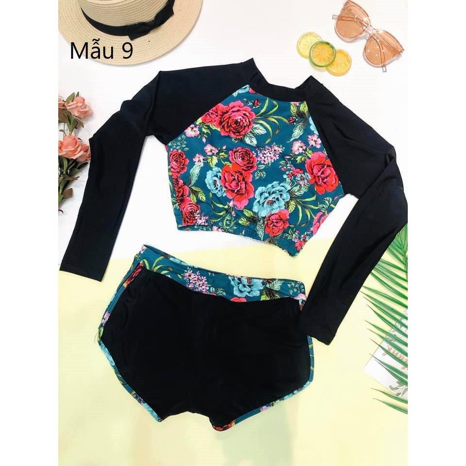 [ĐỒ ĐI BIỂN][SẬP SÀN]Bikini set dài tay nhiều họa tiết, ảnh shop tự chụp*