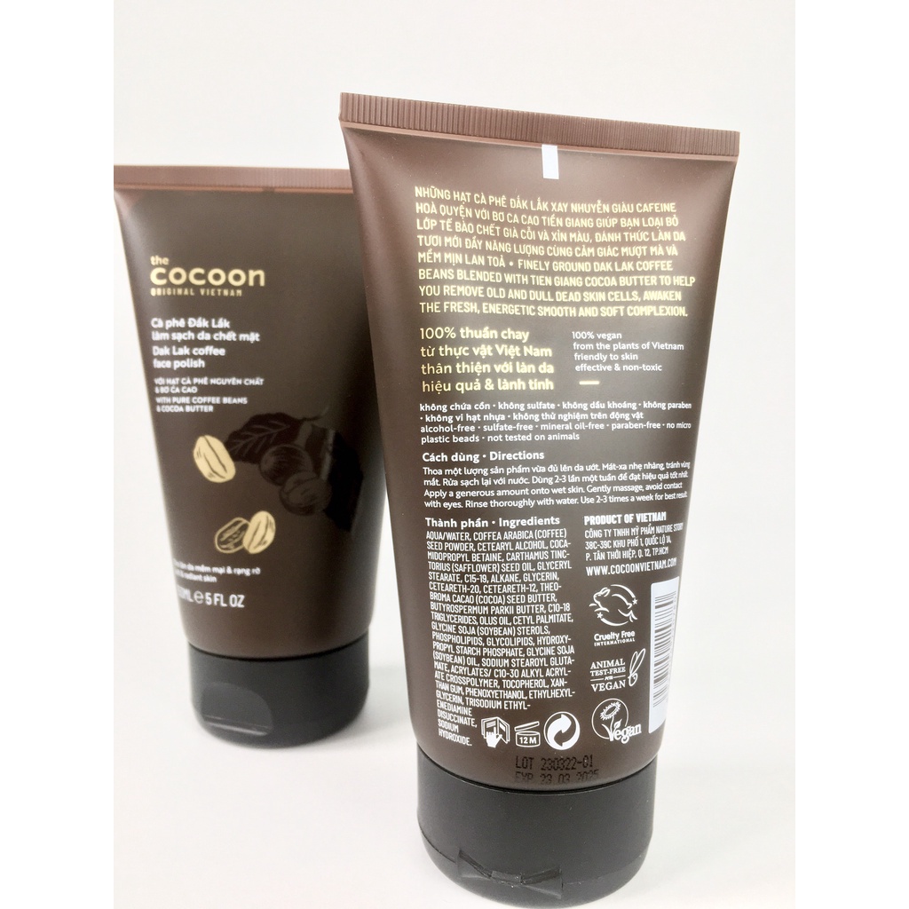 Tẩy tế bào chết mặt từ Cà Phê Dak Lak Cocoon Coffee Face Polish 150ml