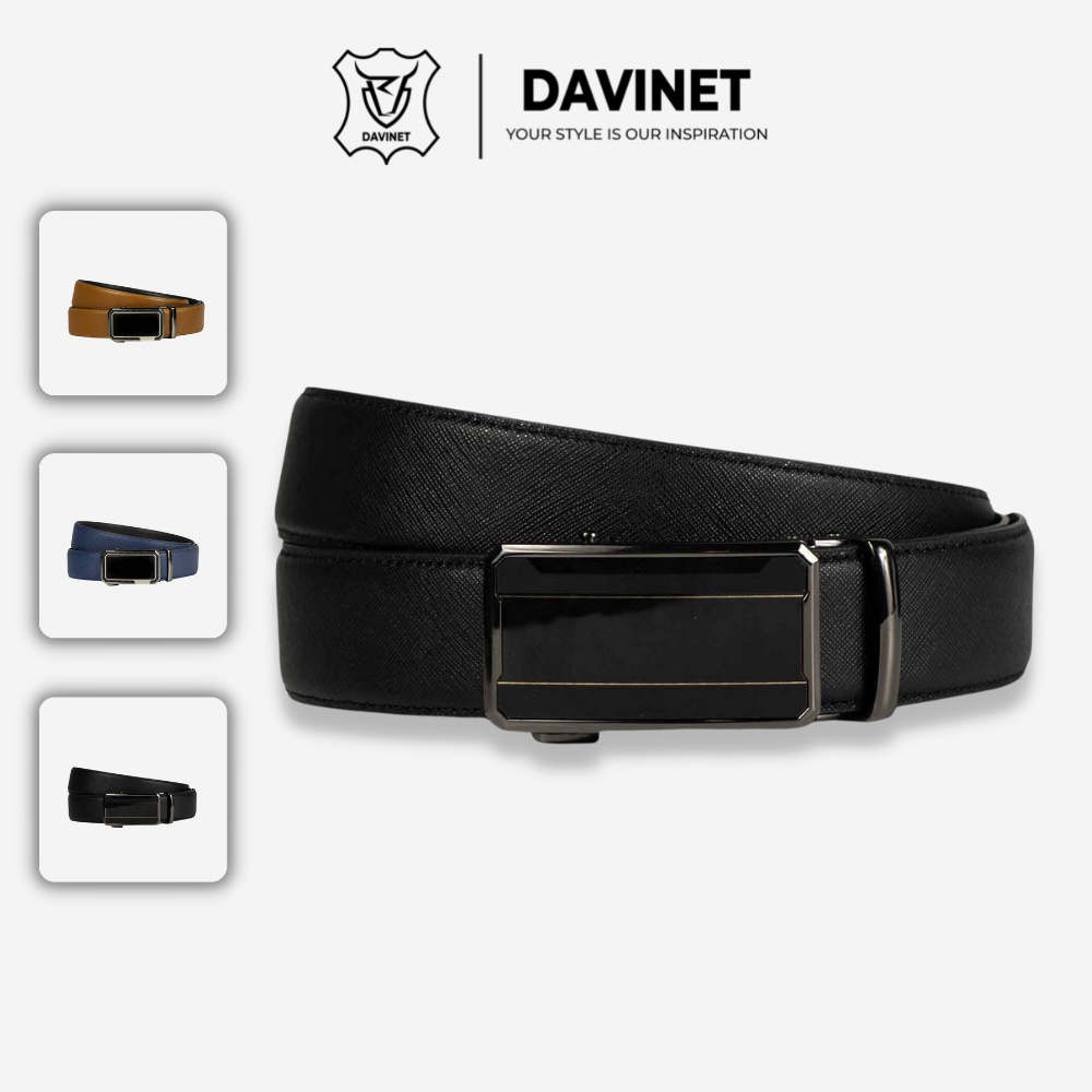 Thắt Lưng Da Bò Safiano DAVINET Tlm21-01 Cao Cấp, Siêu Bền, Da Bò Ý Bảo Hành 5 Năm