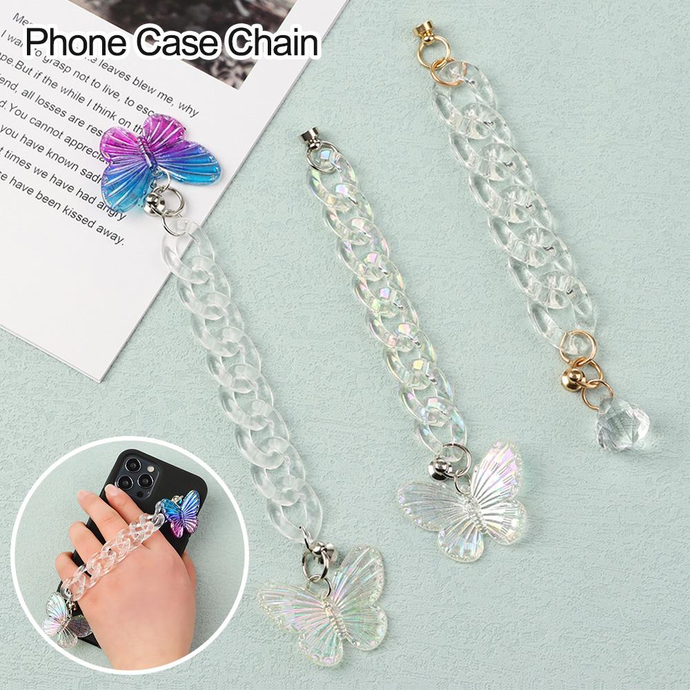 Dây Đeo Điện Thoại Trang Trí Hình Bướm Màu Cầu Vồng Xinh Xắn