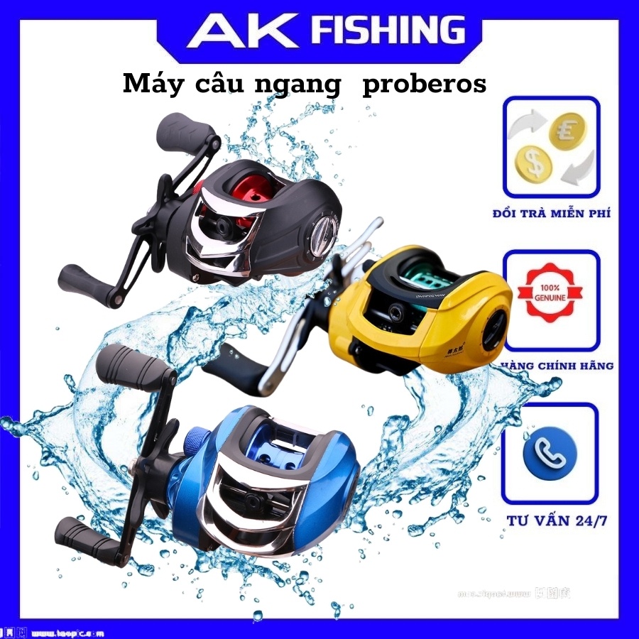Máy câu cá ngang proberos tay trái phải kim loại ful metan đủ size chuyên câu lure lancer cao cấp chính hãng giá rẻ