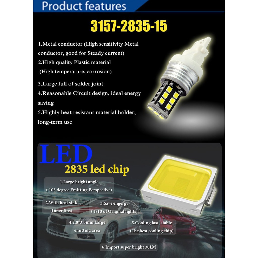 ✵△♕Bóng Đèn Led T25 3156 3157 Chip 2835 15SMD Thay Thế Xi Nhan, Lùi Ô Tô, Demi Xe Máy 12V-24V