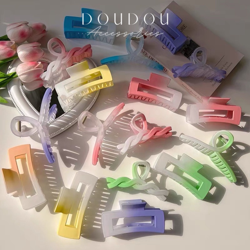 Phụ kiện kẹp tóc xinh DOUDOU Kẹp càng cua Hàn Quốc Cặp tóc nữ lớn hoạ tiết loang màu thời trang ZJ041