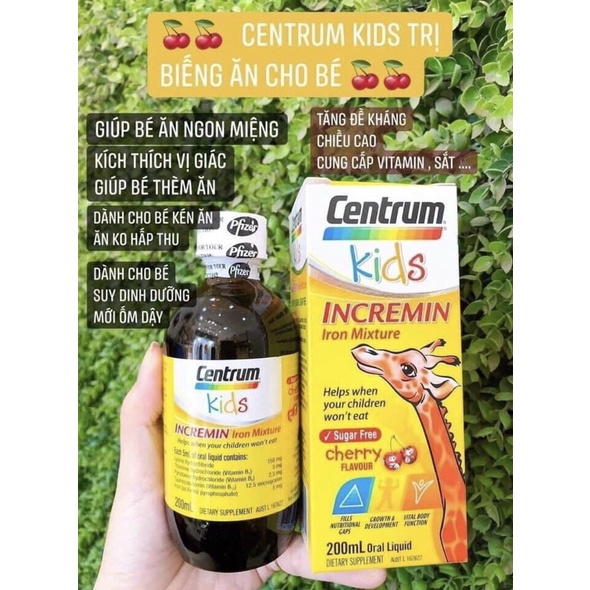 ☘️[HSD 03/2023] Siro Dành Cho Trẻ Biếng Ăn CENTRUM KIDS INCREMIN IRON MIXTURE 200ml của ÚC☘️