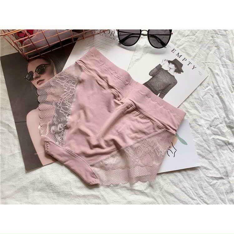 Quần lót nữ cotton phối ren CẠP CAO - NÂNG MÔNG - GEN BỤNG ko hằn mỡ, kháng khuẩn QG05 | BigBuy360 - bigbuy360.vn