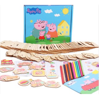 Khuôn vẽ hình và ghép hình chủ đề peppa pig