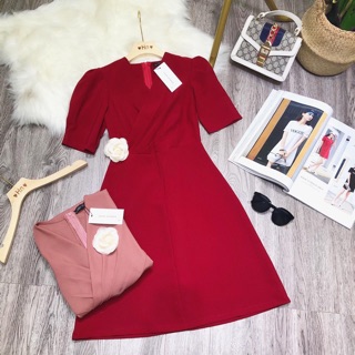 Váy cổ chéo nơ eo thần thánh