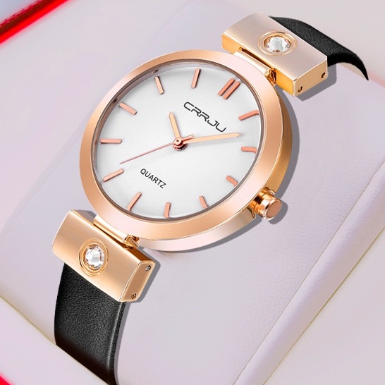CRRJU Women's Watch Fashion Casual Leather Quartz Waterproof 2118 L