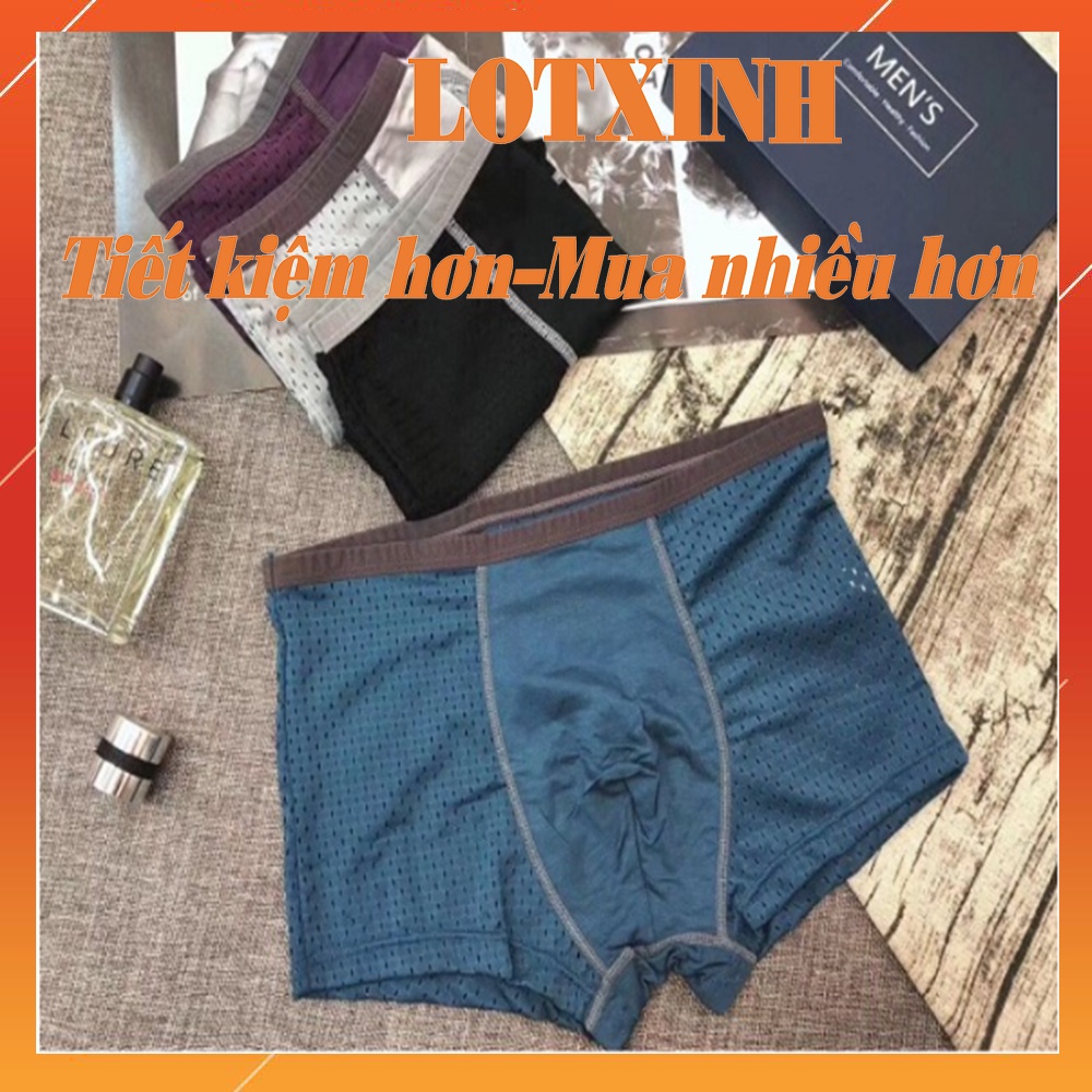 [Hộp 4 Chiếc] Quần Lót Nam Thông Hơi Cao Cấp ❤️ Quần Sịp Nam Đùi Boxer Lưới Xuất Nhật LOTNAM08