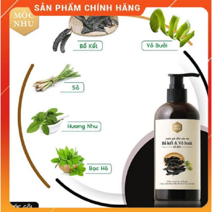 Dầu Gội thảo dược cải thiện rụng tóc Bồ Kết & Vỏ Bưởi Mộc Nhu 300ml