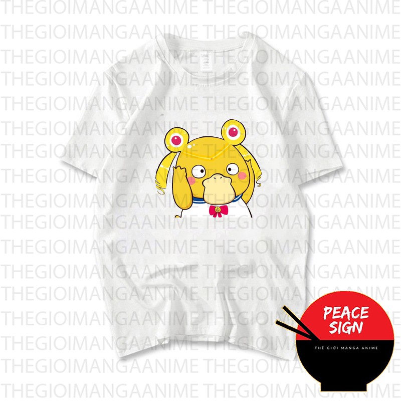 Áo thun phông trắng in hình PSYDUCK ver ONE PIECE Konduck anime chibi