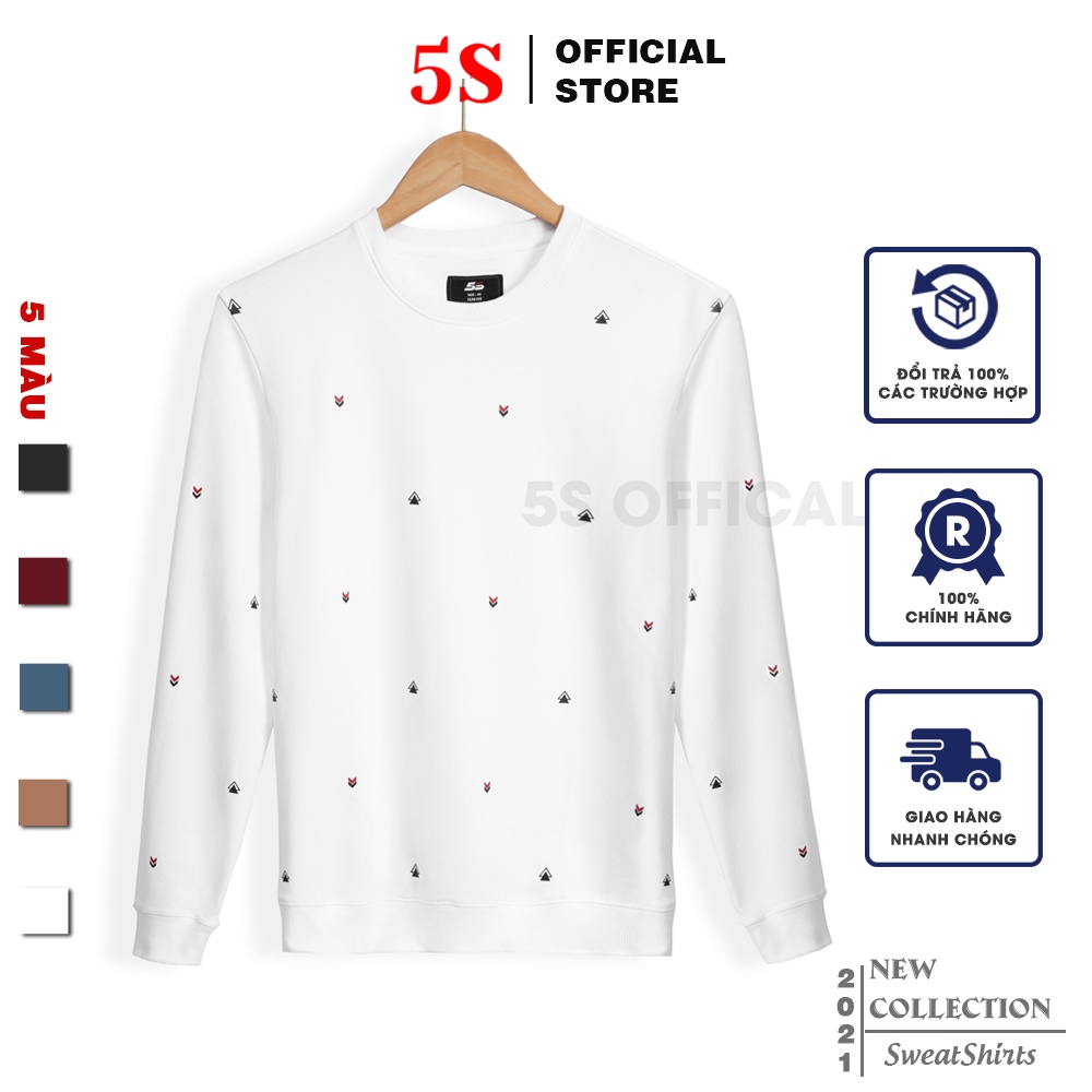 Áo Nỉ Nam 5S Cổ Tròn (5 màu), Thiết Kế Trẻ Trung, Không Bai Dãn, Không Xù, Giữ Ấm Tốt (ANI21007)
