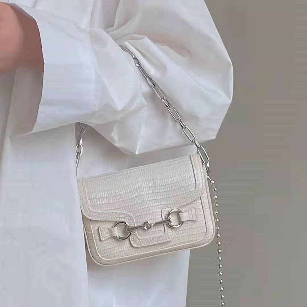 Túi xách mini họa tiết da thằn lằn phong cách cổ điển Pháp