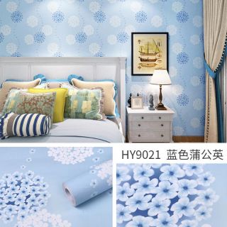 10m giấy dán tường hoa cẩm tú cầu xanh có keo sẵn