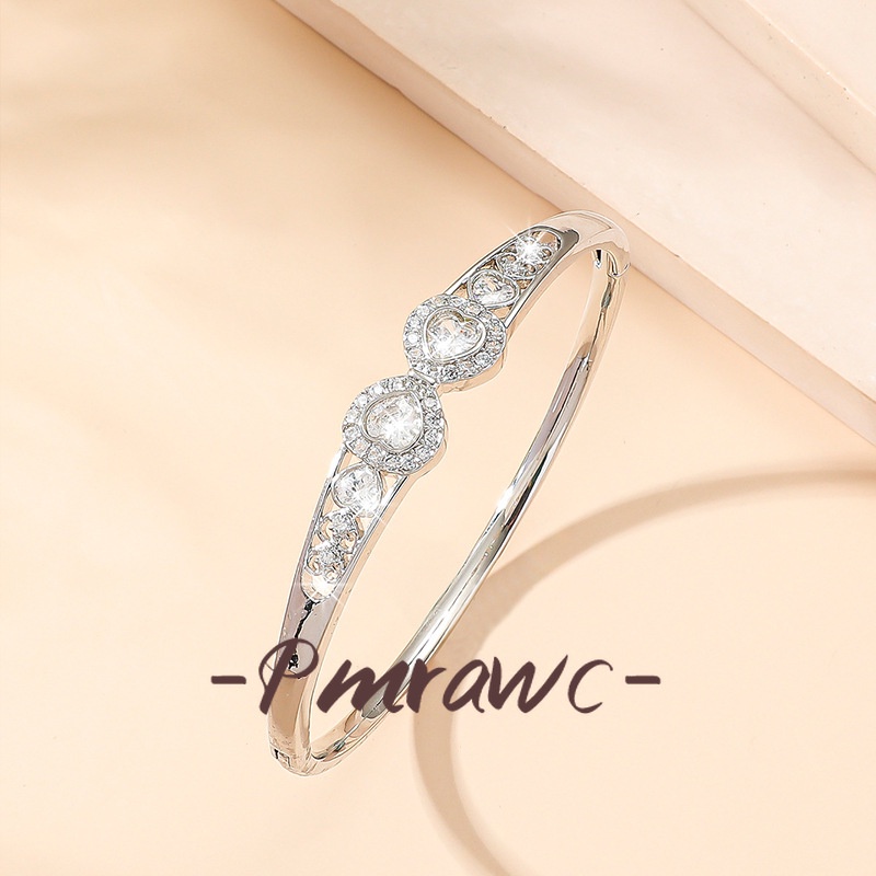Pmrawc | Vòng Đeo Tay Bạch Kim Mặt Hình Trái Tim Thời Trang Dành Cho Nữ FMS95