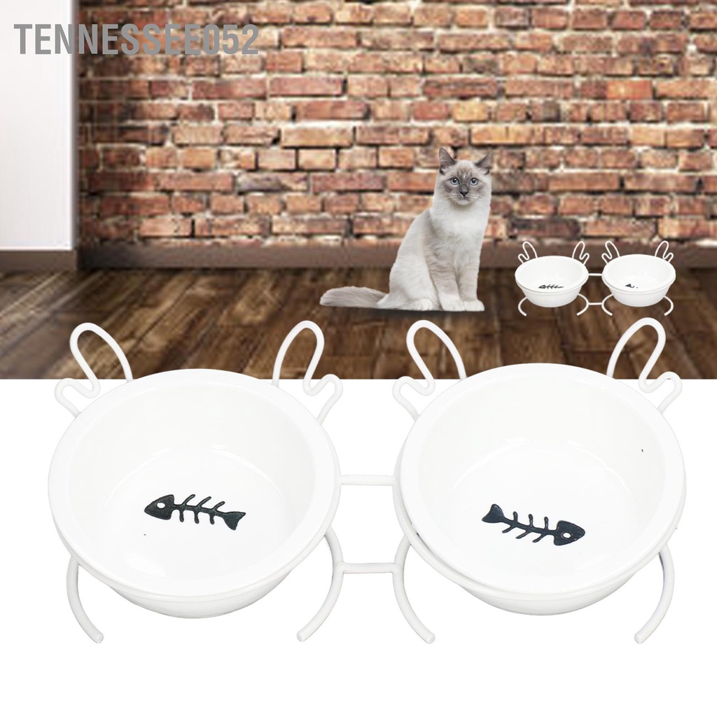 [Hàng Sẵn] Bát Ăn Bằng Sứ Cao Cấp Cho Mèo- Chén Ăn Chống Gù Có Đế Kim Loại【Tennessee052】