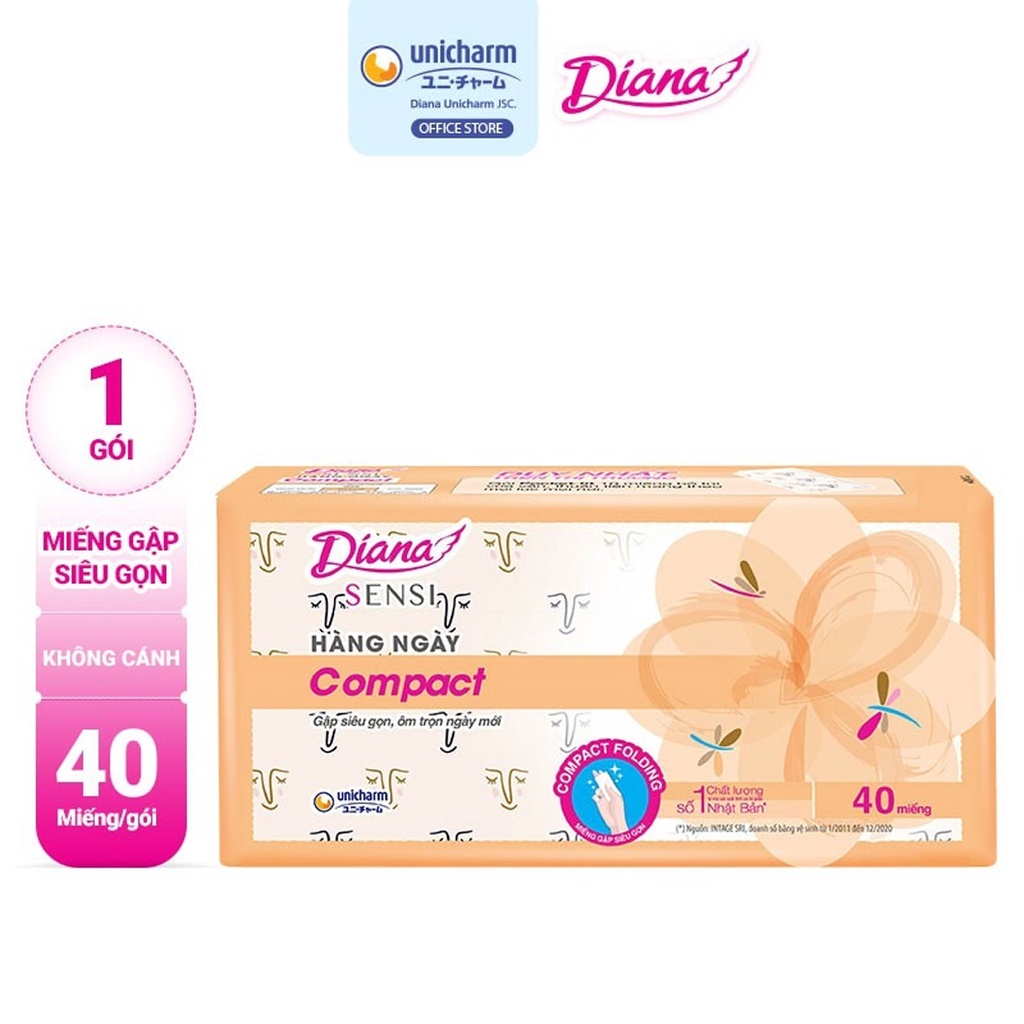 Băng Vệ Sinh Diana Hàng Ngày Sensi Compact Dạng gấp nhỏ gọn - Minpharmacy