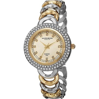 Đồng hồ nữ akribos xxiv ak804ttg mặt gold dây thép 2 màu silver-gold