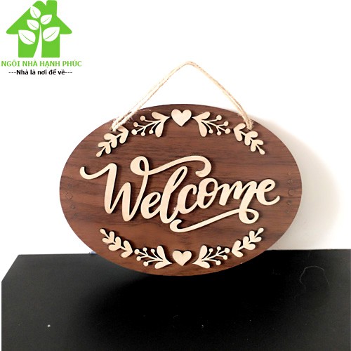 Bảng gỗ decor trang trí SHOP Mẫu BM_054 Chủ đề WELLCOME chữ nổi