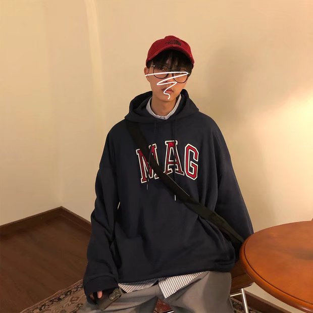 Áo hoodie dáng rộng in chữ phong cách đường phố Hàn Quốc thời trang mùa đông cho nam size M-5XL