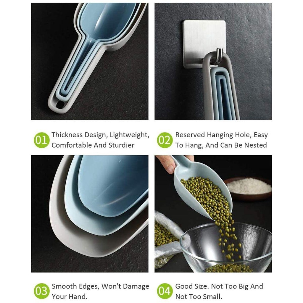 Set 3 Muỗng Múc Đá Bằng Nhựa Màu Ngà